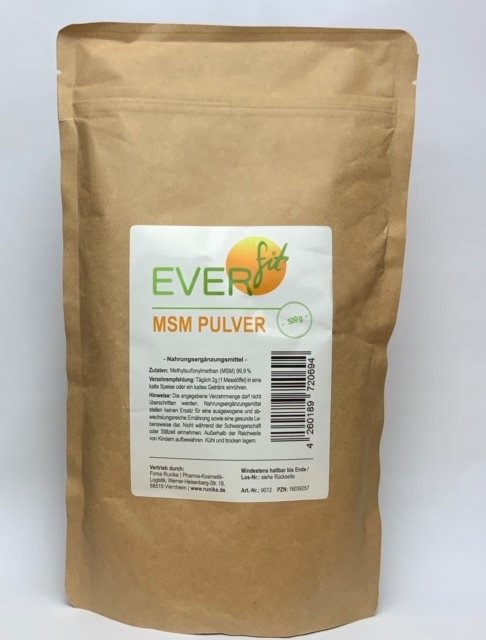 Everfit MSM Pulver - Inhalt 500 gr. Beutel (ohne Aluminium)