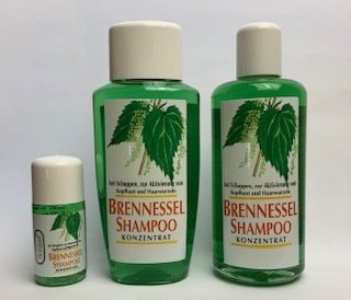 Floracell Brennessel Shampoo Konzentrat 200 ml Glasflasche (Bild rechts)