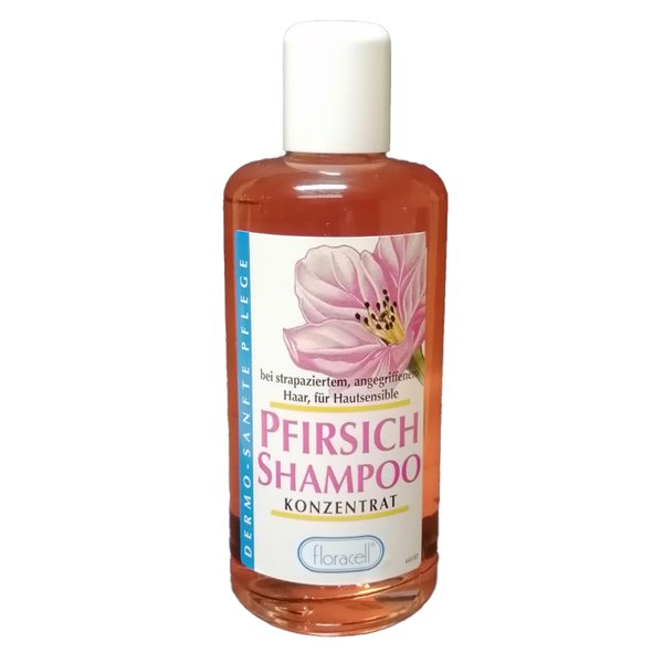 Floracell Pfirsich Shampoo 200 ml Glas (Bild rechts)