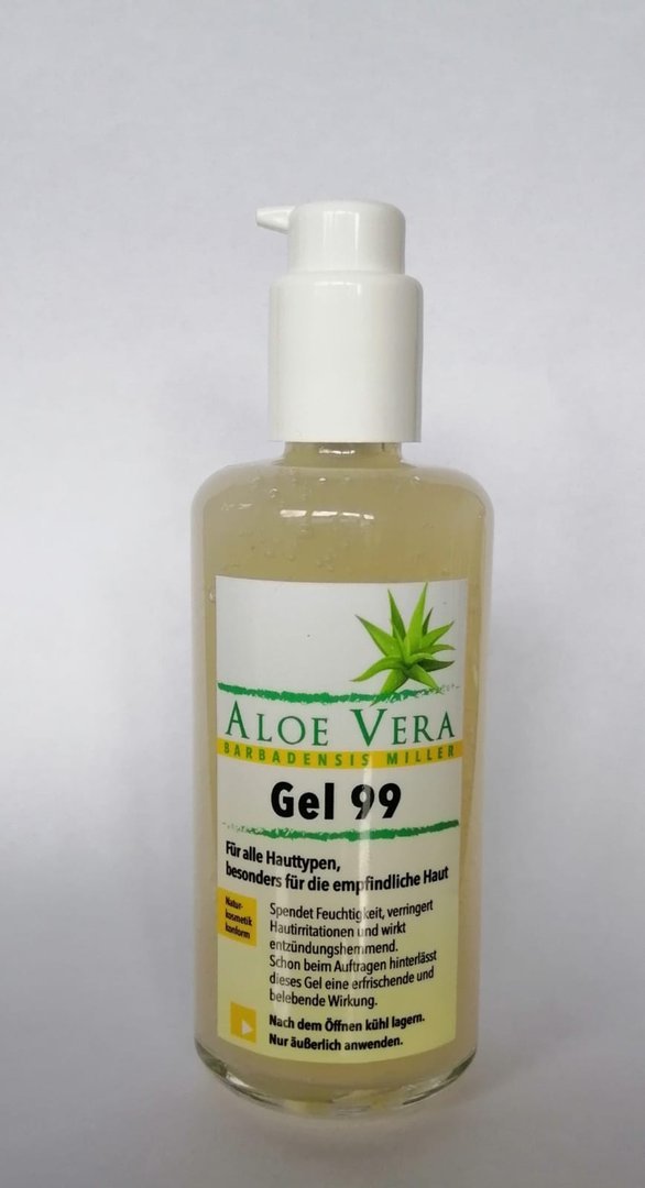 Aloe Vera Gel 99 (Naturkosmetik konform) 200 ml - Glas mit Dispenser