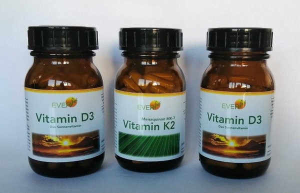 Monatsangebot   2 x Everfit D3  &  1 x Everfit K2  & 1 Dose Vitamin C 100 gr. -    Vegan