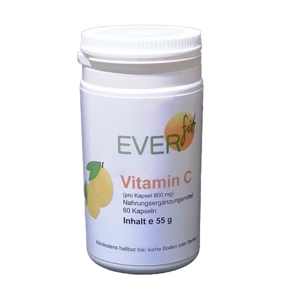Everfit Vitamin C Kapseln - Inhalt 60 Stück (800 mg Vitamin C pro Kapsel)